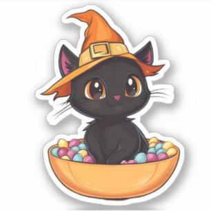 Witch Cat in Bowl of Candy