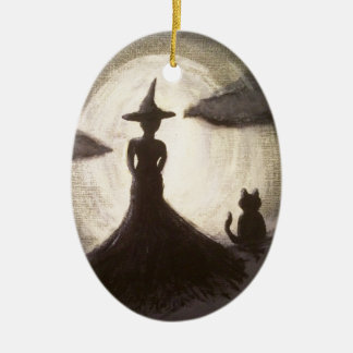 Witch & Cat in Silhouette Ornament