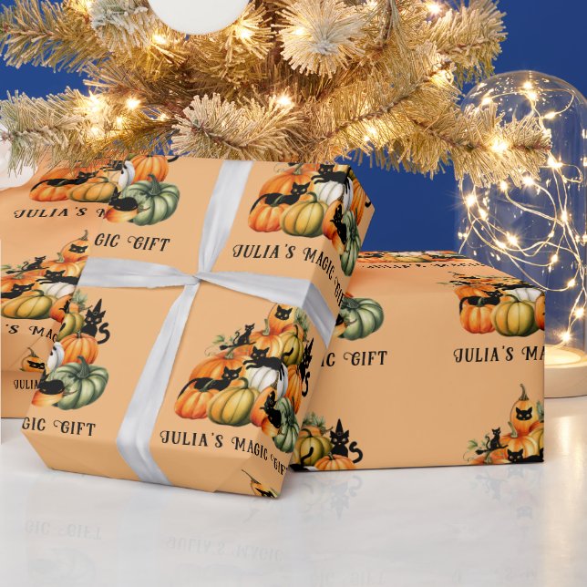 Witch Cat Jack O Lantern Halloween Magic Gifts Wrapping Paper (Holidays)