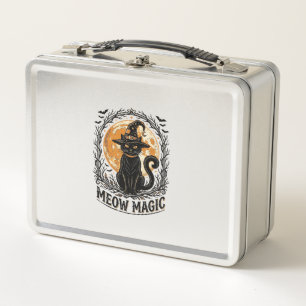 Witch Cat Shirt Vintage Halloween Moon Design_1 Metal Lunch Box