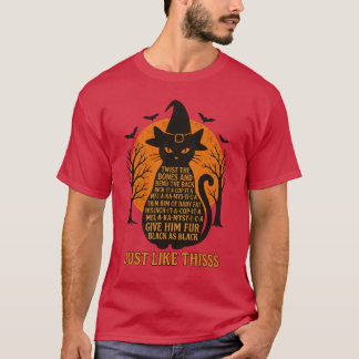 Witch Cat Spell Halloween Design T-Shirt