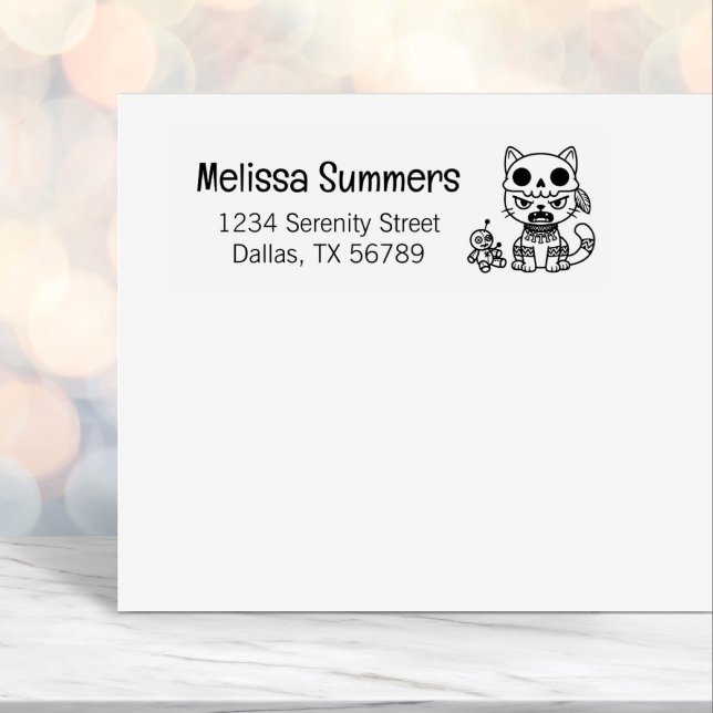 Witch Cat Voodoo Doll Return Address Self-inking Stamp (Creator Uploaded)