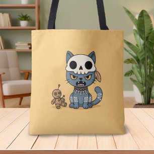 Witch Cat Voodoo Doll Yellow Tote Bag