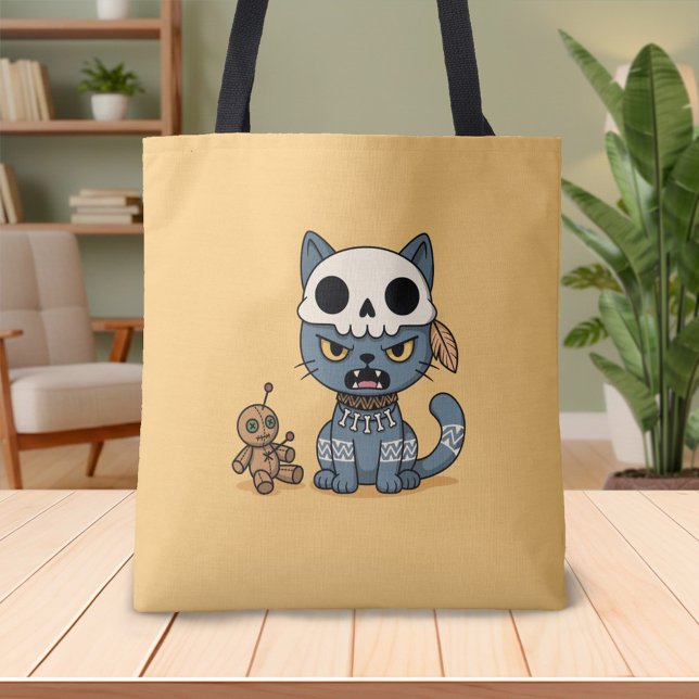Witch Cat Voodoo Doll Yellow Tote Bag (Creator Uploaded)