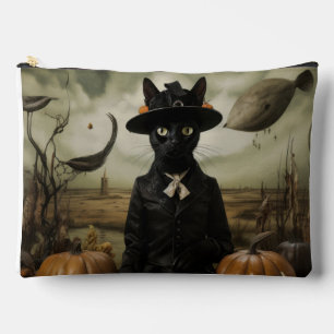 Witch Cat with Pumpkins Accessory Pouch