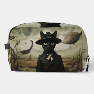 Witch Cat with Pumpkins  Dopp Kit