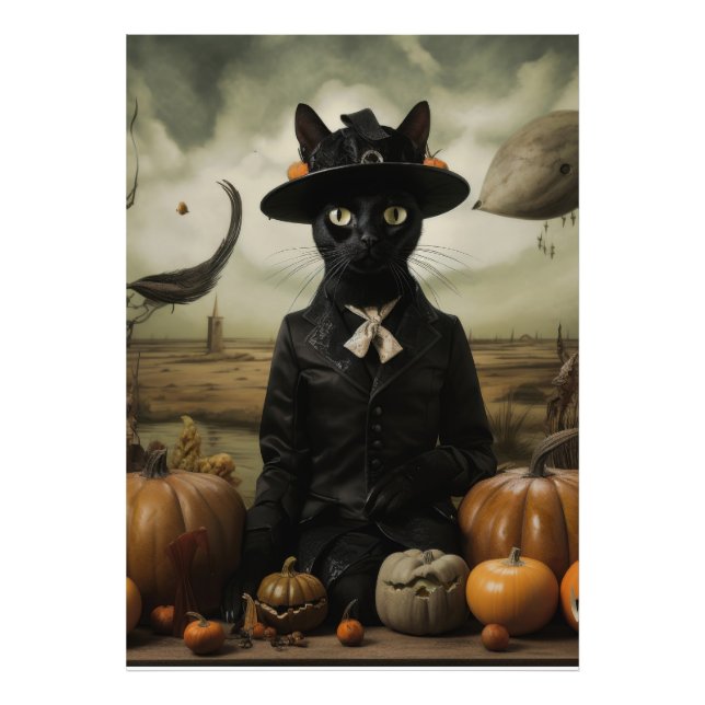 Witch Cat with Pumpkins  Photo Print (Front)