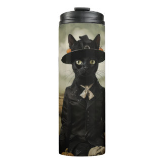 Witch Cat with Pumpkins Thermal Tumbler