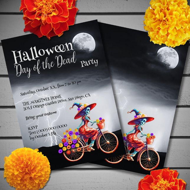 Witch Catrina Halloween Day of the Dead Invitation (Creator Uploaded)