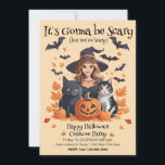 Witch Cats Bats & Pumpkins  Invitation<br><div class="desc">Halloween themed party things and gifts, not too scary, but scary enough. A cute and inviting Halloween design to make this Halloween a fun and festive holiday occasion. Whether your planning an October Birthday or a fun Halloween gathering this invitation will be pleasing for the whole gang. Personalise the text...</div>