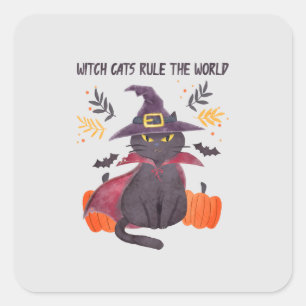 Witch Cats Rule The World – Black Cat Square Sticker