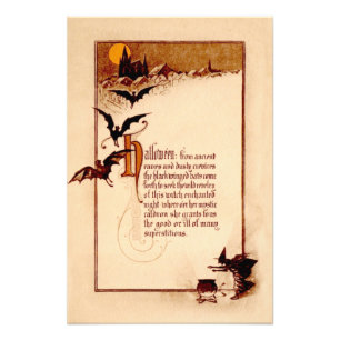 Witch Cauldron Bat Full Moon Photo Print