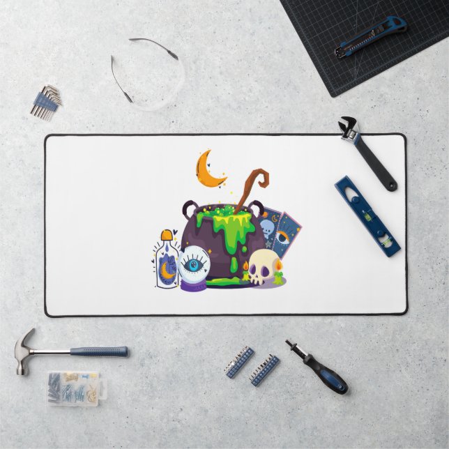 Witch Cauldron Cooking Potion Under The Moonlight Desk Mat (Workstation)