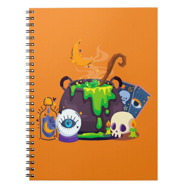 Witch Cauldron Cooking Potion Under The Moonlight Notebook (Front)