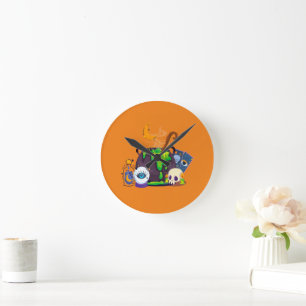 Witch Cauldron Cooking Potion Under The Moonlight Round Clock