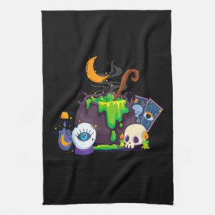 Witch Cauldron Cooking Potion Under The Moonlight Tea Towel