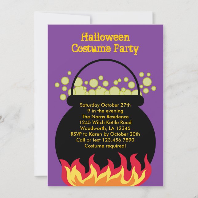 Witch Cauldron Halloween Party Invitation (Front)