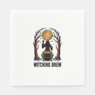 Witch Cauldron Halloween Vintage Engraving Shirt_1 Napkin