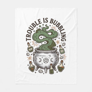 Witch Cauldron Shirt Trouble Is Bubbling_1 Fleece Blanket