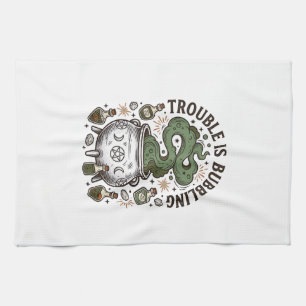 Witch Cauldron Shirt Trouble Is Bubbling_1 Tea Towel