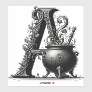 Witch Cauldron Witchy Letter A Custom Initial 