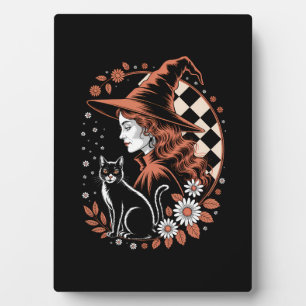 Witch Checkered Halloween Plaque