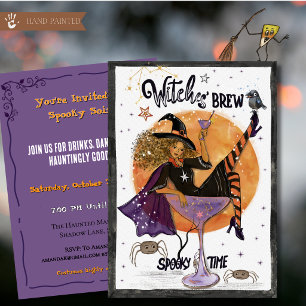 Witch Cocktail Glass Spooky Halloween Party  Invitation
