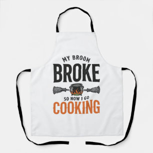 Witch Cooking My Broom Broke Funny Vintage_1 Apron