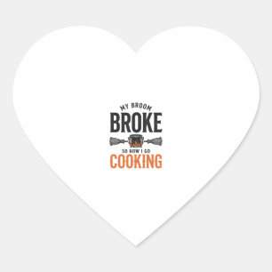 Witch Cooking My Broom Broke Funny Vintage_1 Heart Sticker