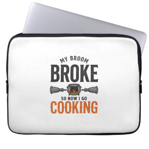 Witch Cooking My Broom Broke Funny Vintage_1 Laptop Sleeve