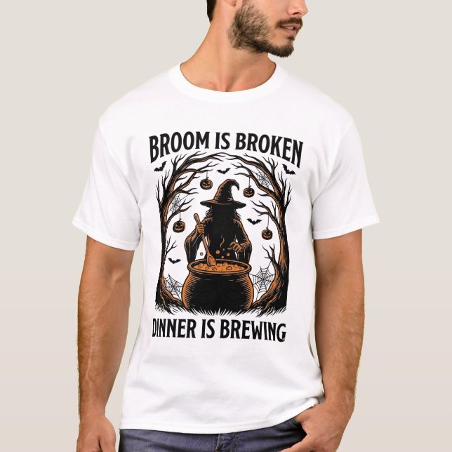 Witch Cooking Shirt Funny Halloween Cauldron Desig (Front)