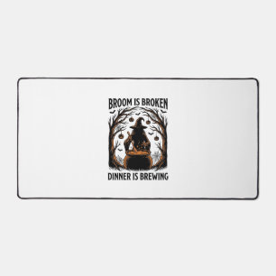 Witch Cooking Shirt Funny Halloween Cauldron Desig Desk Mat
