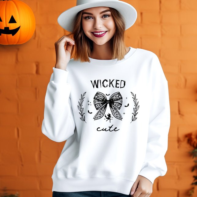 Witch Coquette Lace Black Bow Halloween Name Sweatshirt (Witch Coquette Lace Black Bow Halloween Name Sweatshirt)