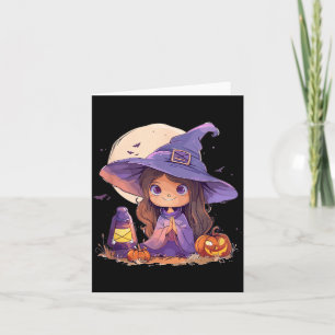 Witch Costume Halloween Pumpkin Spooky Happy Card