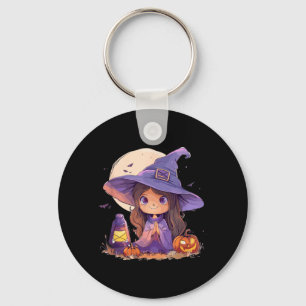 Witch Costume Halloween Pumpkin Spooky Happy Key Ring