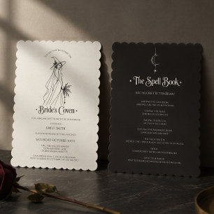 Witch Coven Bachelorette Party Scalloped Itinerary Invitation