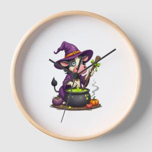 Witch Cow Cauldron Brew Clock