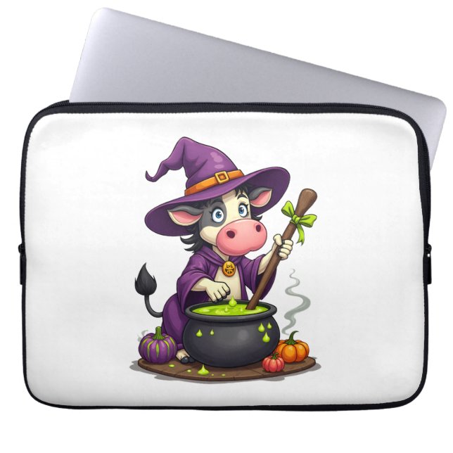 Witch Cow Cauldron Brew Laptop Sleeve (Front)