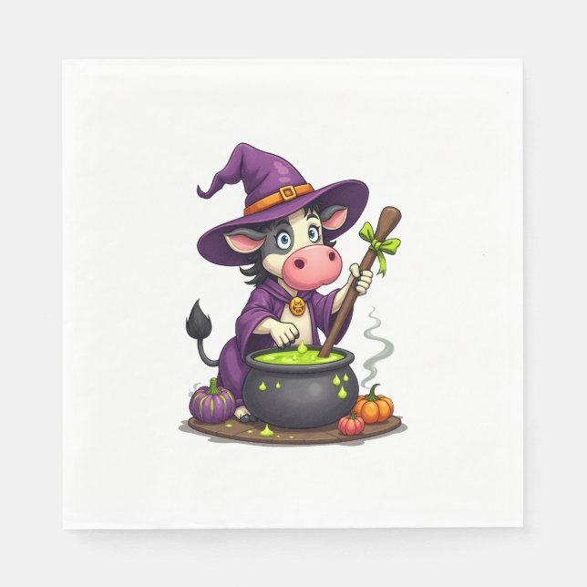 Witch Cow Cauldron Brew Napkin (Front)