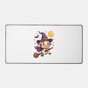Witch Cow on a Broomstick Desk Mat