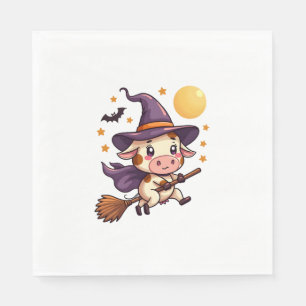 Witch Cow on a Broomstick Napkin