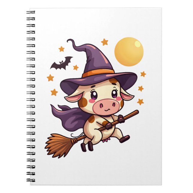 Witch Cow on a Broomstick Notebook (Front)