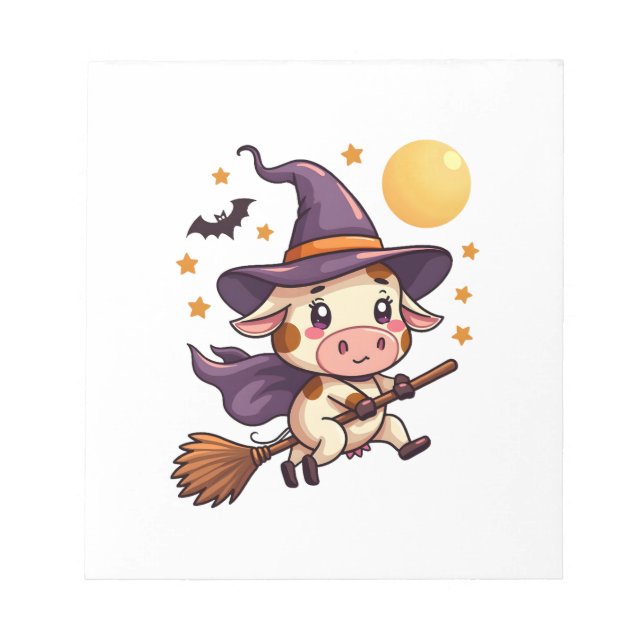 Witch Cow on a Broomstick Notepad (Front)