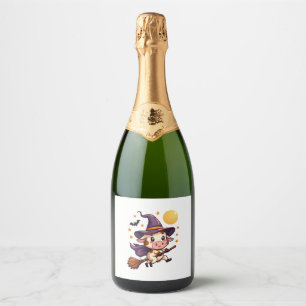 Witch Cow on a Broomstick Sparkling Wine Label