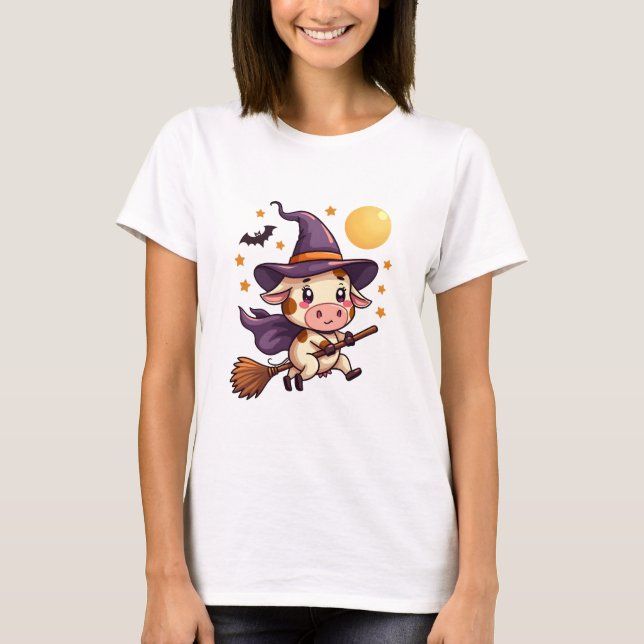 Witch Cow on a Broomstick T-Shirt (Front)