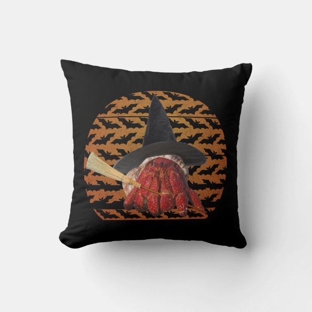 Witch Crab Funny Halloween Hermit Crab Lover Cushion (Front)
