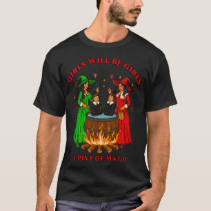 Witch Crafts Cute Witch Knitting Crocheting Cauldr T-Shirt