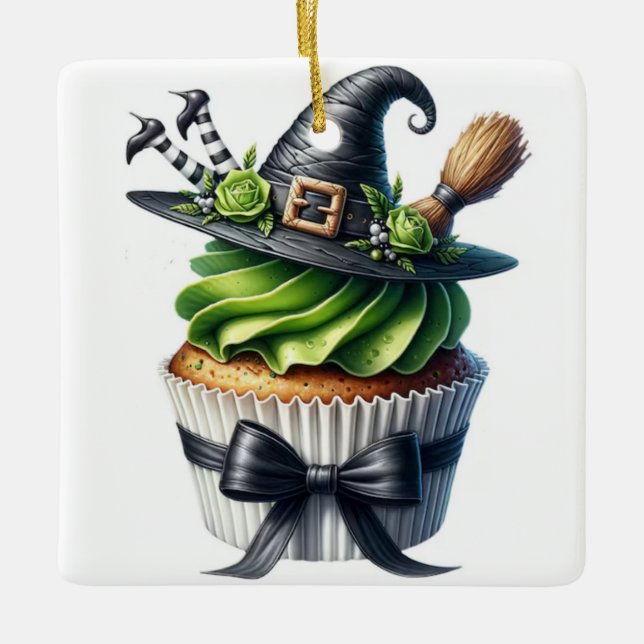Witch cupcake ceramic ornament (Front)