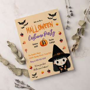 Witch Cute Costume Halloween Party Invitation