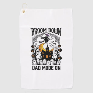 Witch Dad Halloween Broom Broke Vintage Graphic_1 Golf Towel